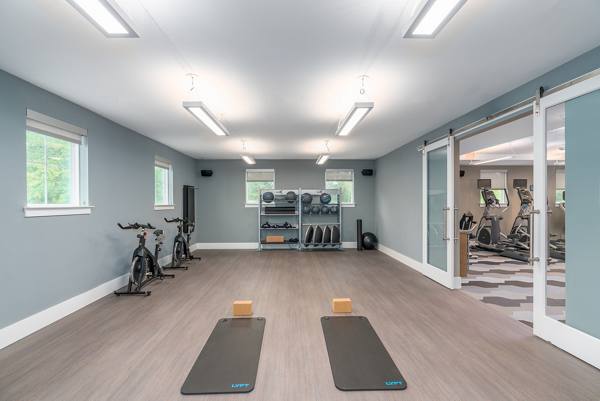 yoga/spin studio at Overture West Ashley Apartments