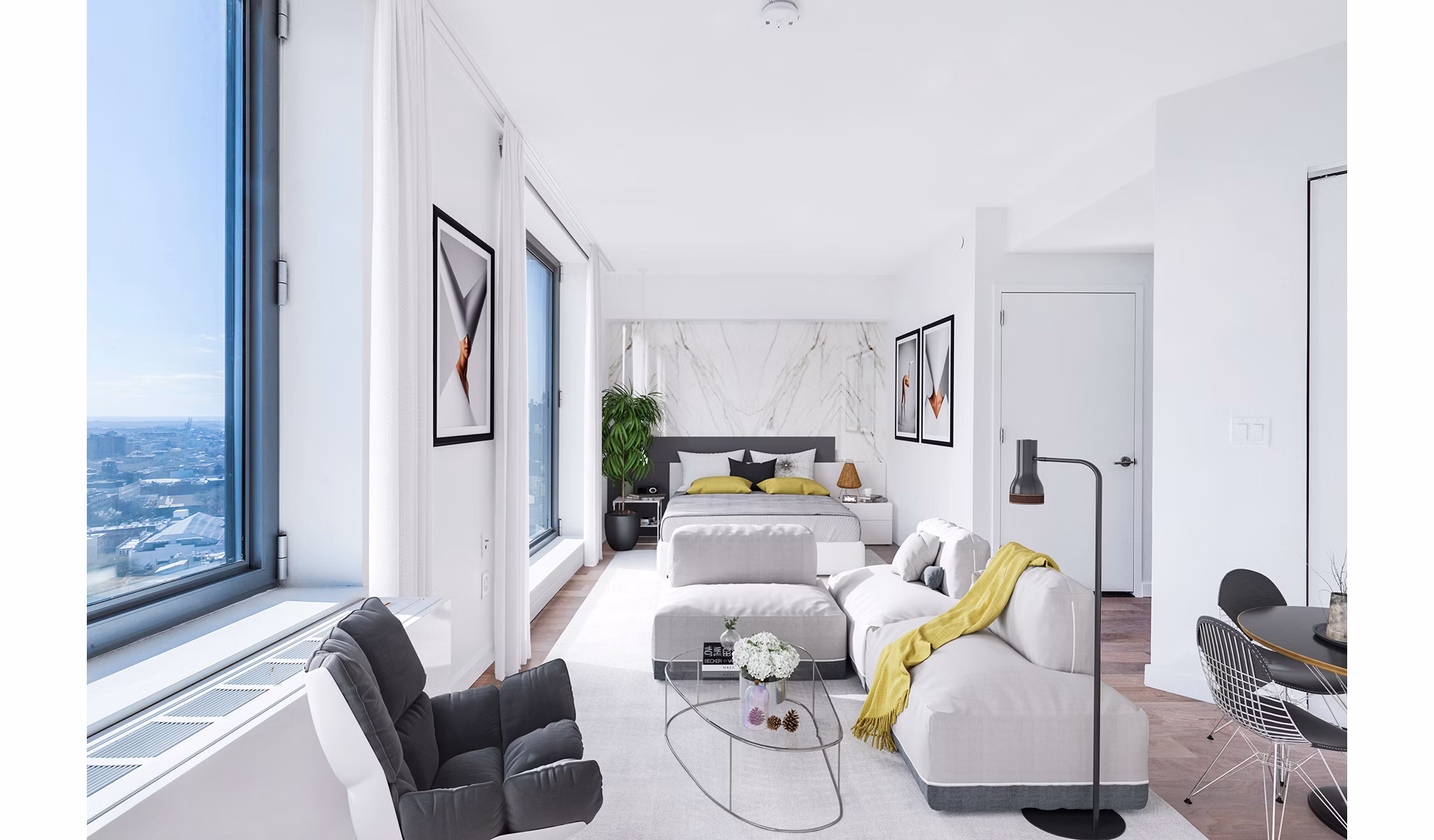 Cozy bedroom with modern decor at 461 Dean Apartments