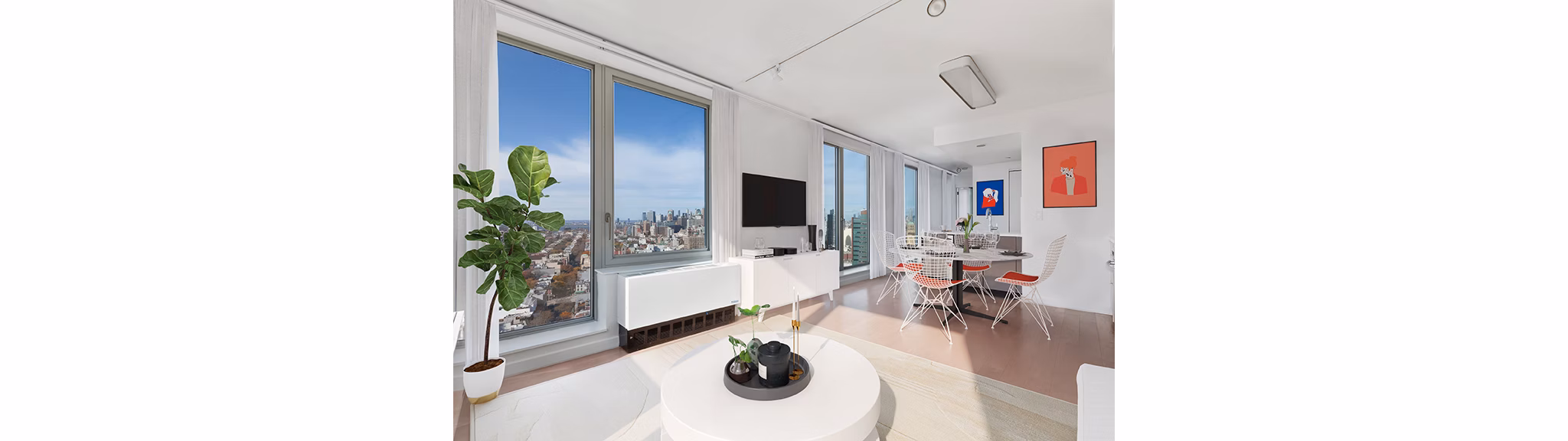 Modern living room with sleek furnishings at 461 Dean Apartments, luxury residences in downtown Brooklyn