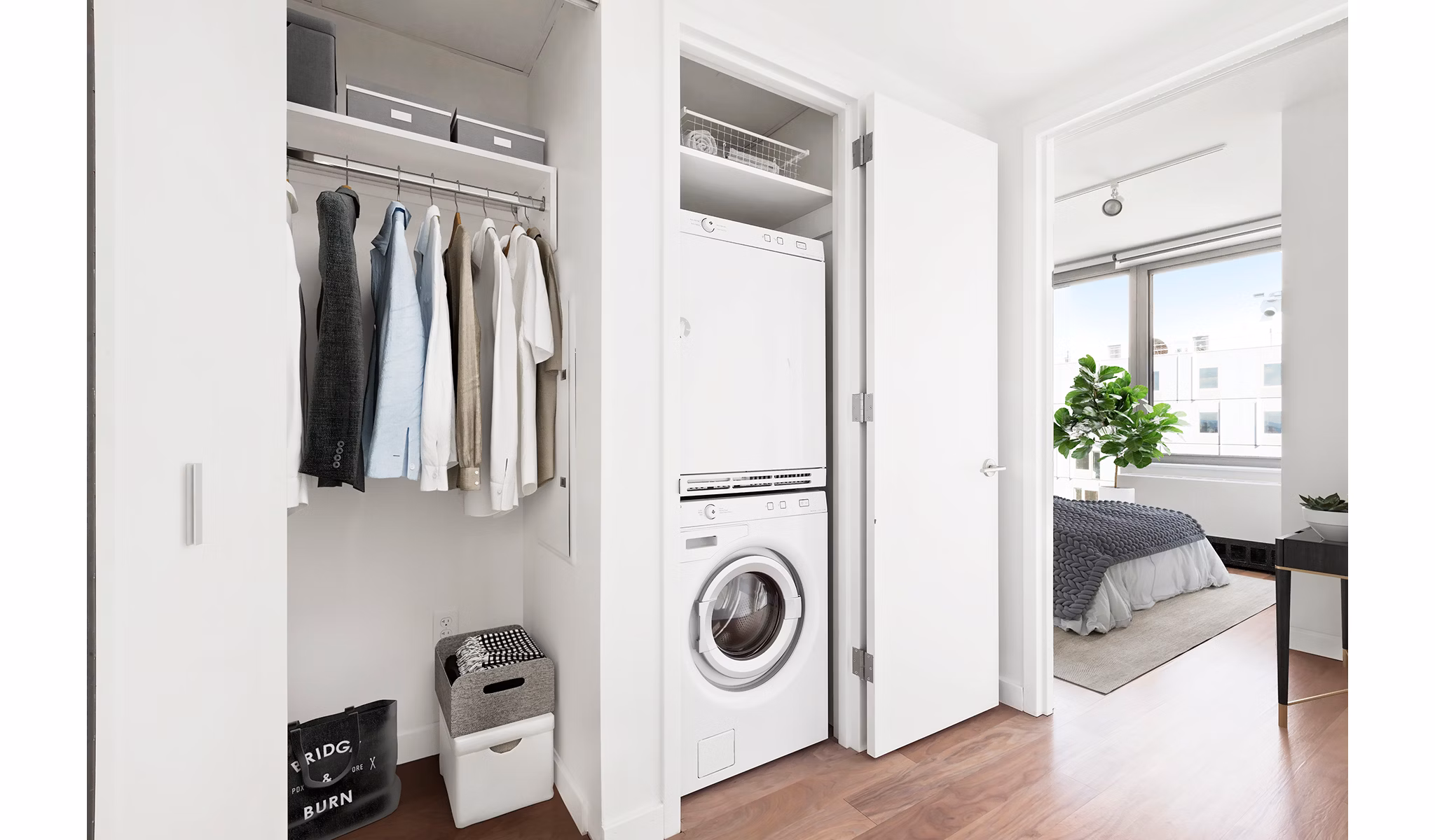Laundry room featuring modern appliances at 461 Dean Apartments, Brooklyn's luxury living destination