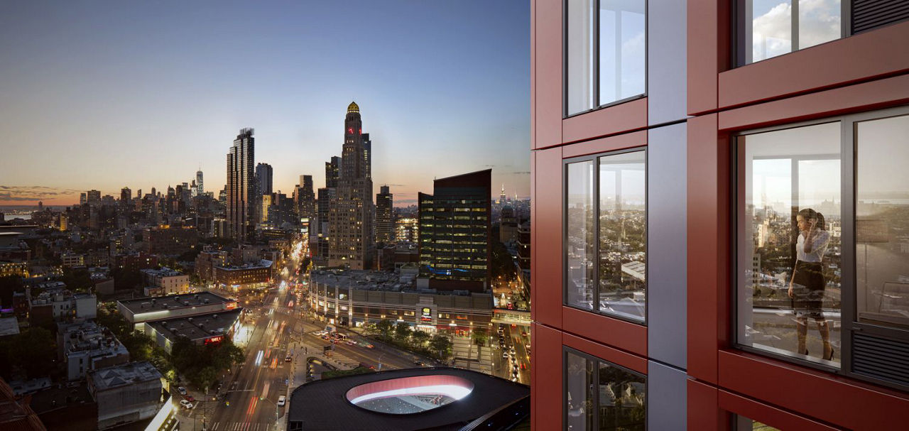 Modern high-rise view at 461 Dean Apartments featuring luxury amenities in the heart of downtown Brooklyn