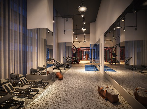 fitness center at 19 Dutch Apartments     