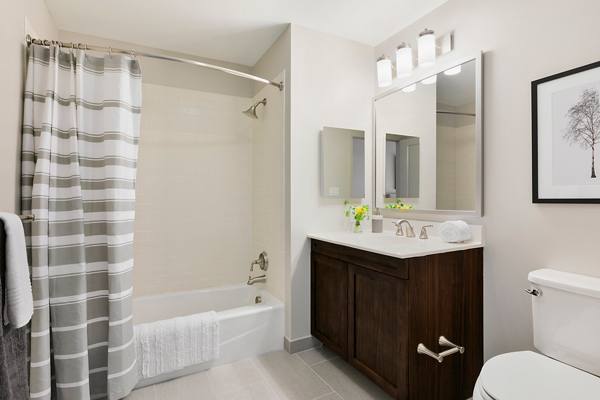 bathroom at River Club at Hudson Park Apartments 