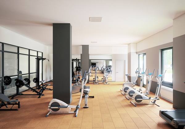 fitness center at Hudson Park River Club Apartments