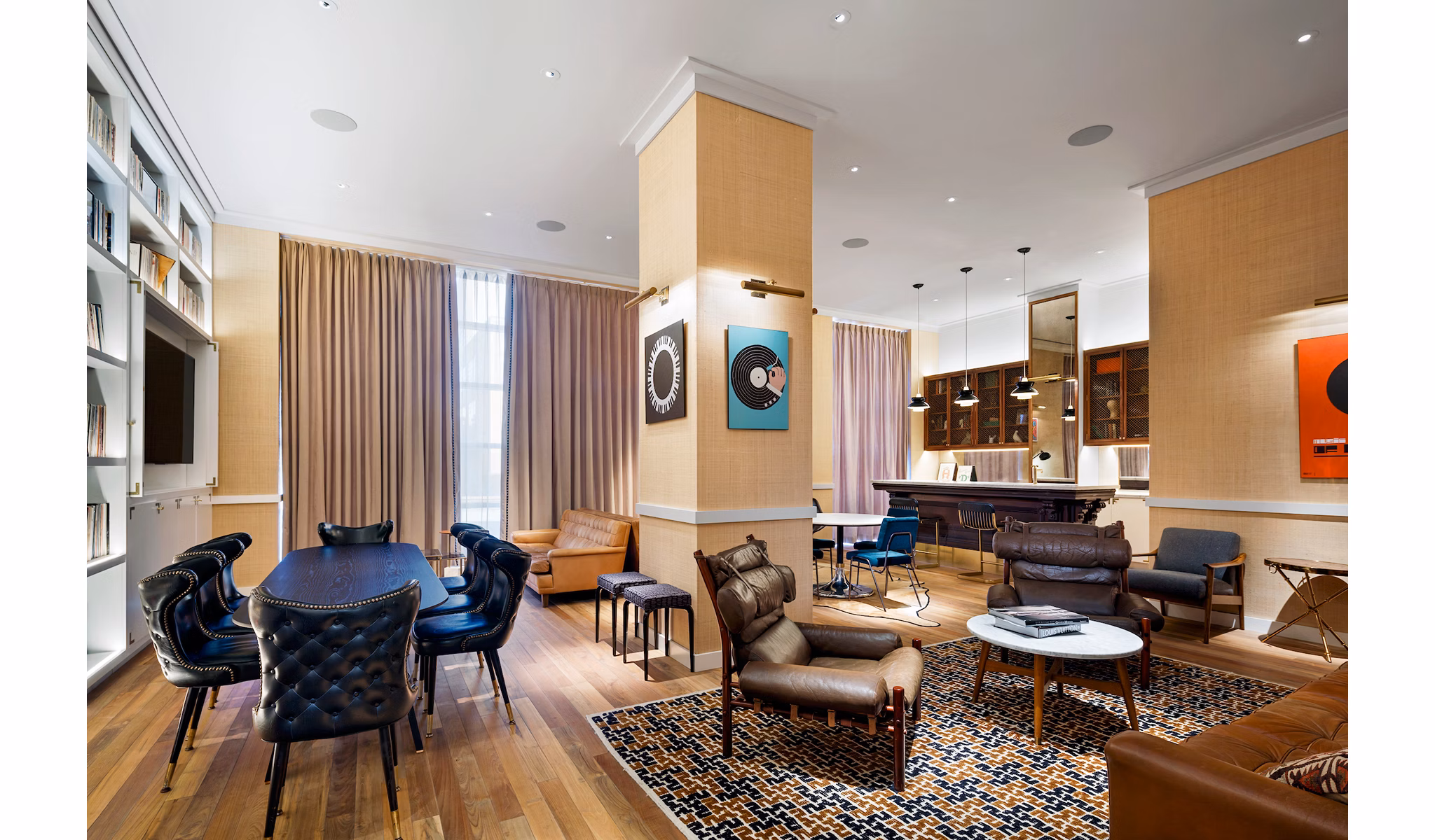 Clubhouse with modern amenities at Henry Hall Apartments, offering luxury living spaces in a prime urban location