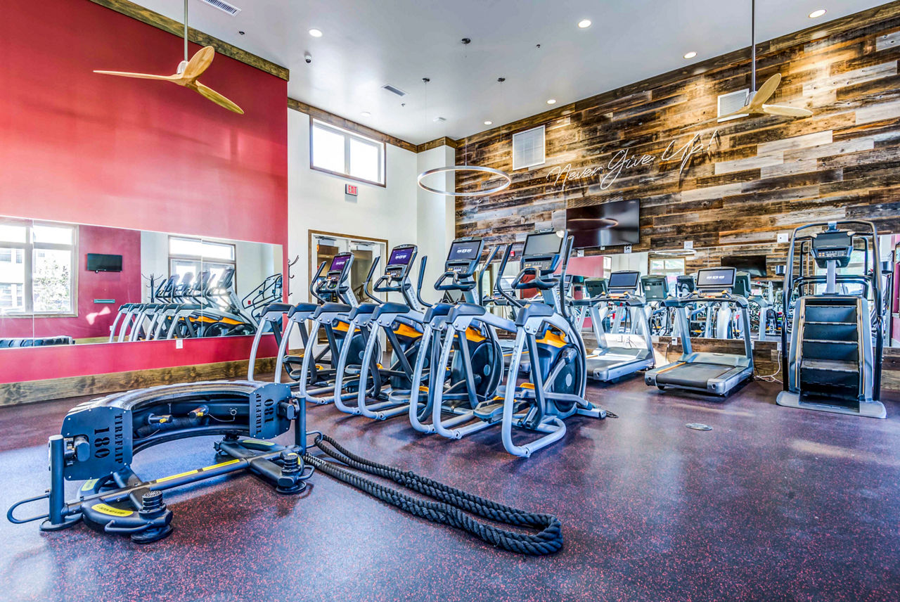 Fitness center with modern equipment at Maplewood Apartments