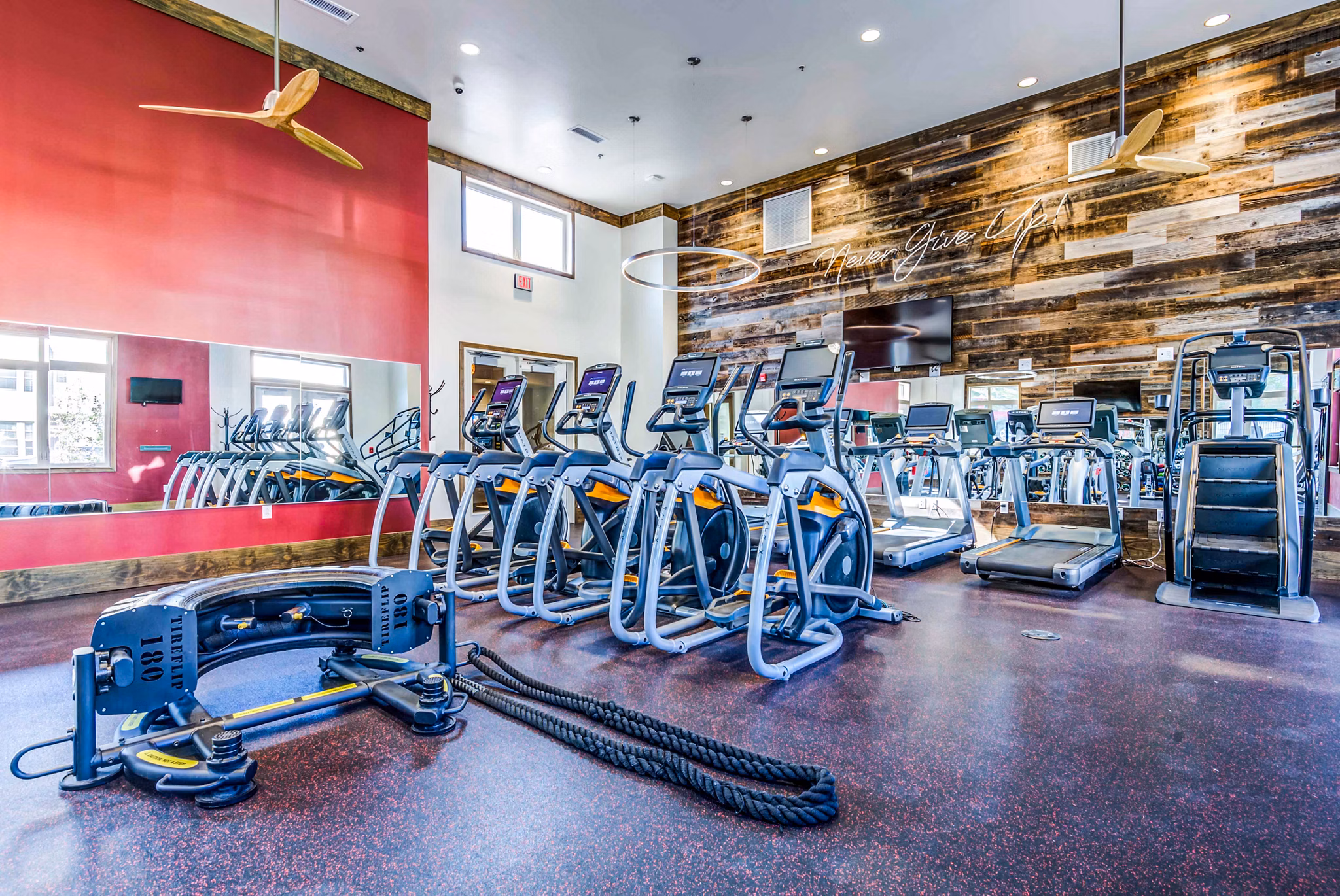 Fitness center with modern equipment at Maplewood Apartments