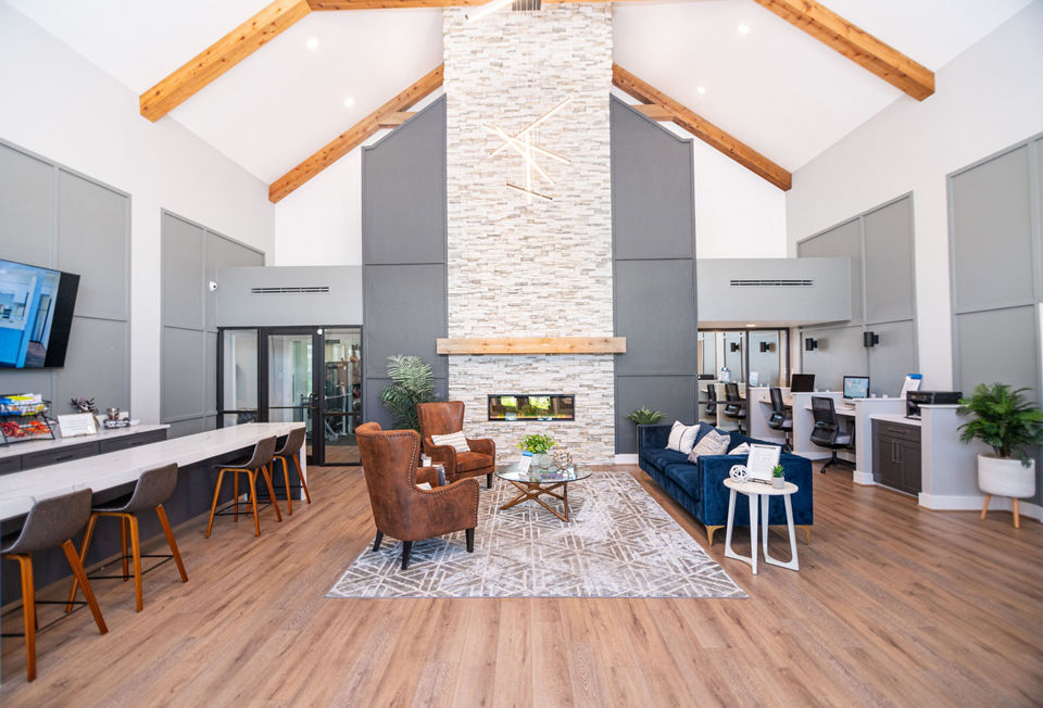 Clubhouse featuring modern design and comfortable seating at Willow Springs Apartments