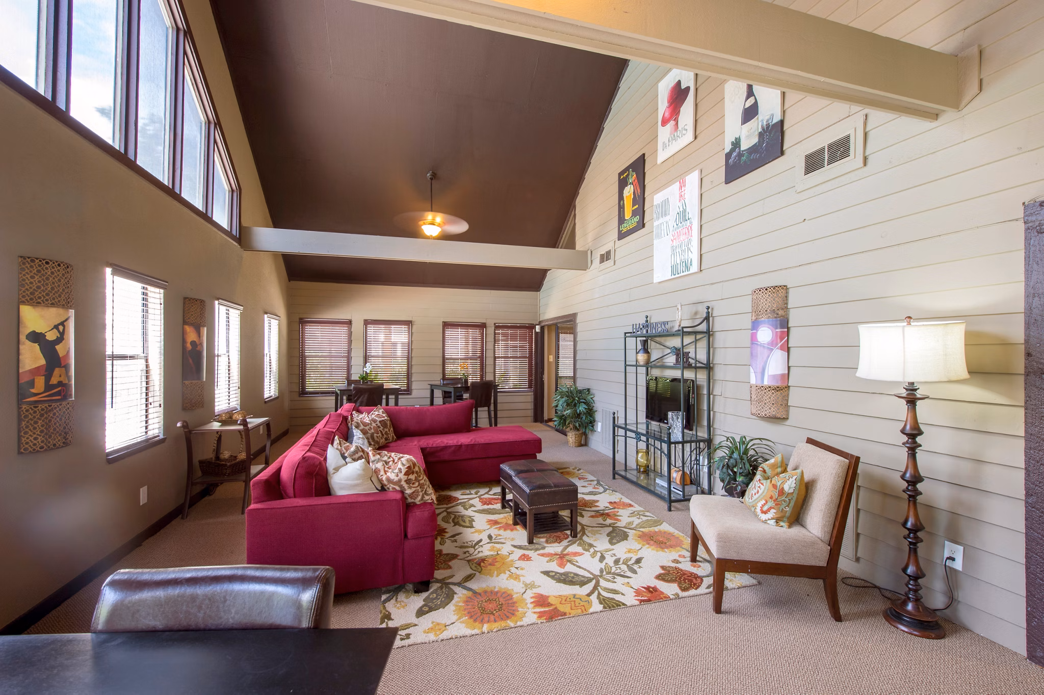 Modern clubhouse with community lounge and billiards at Willow Springs Apartments