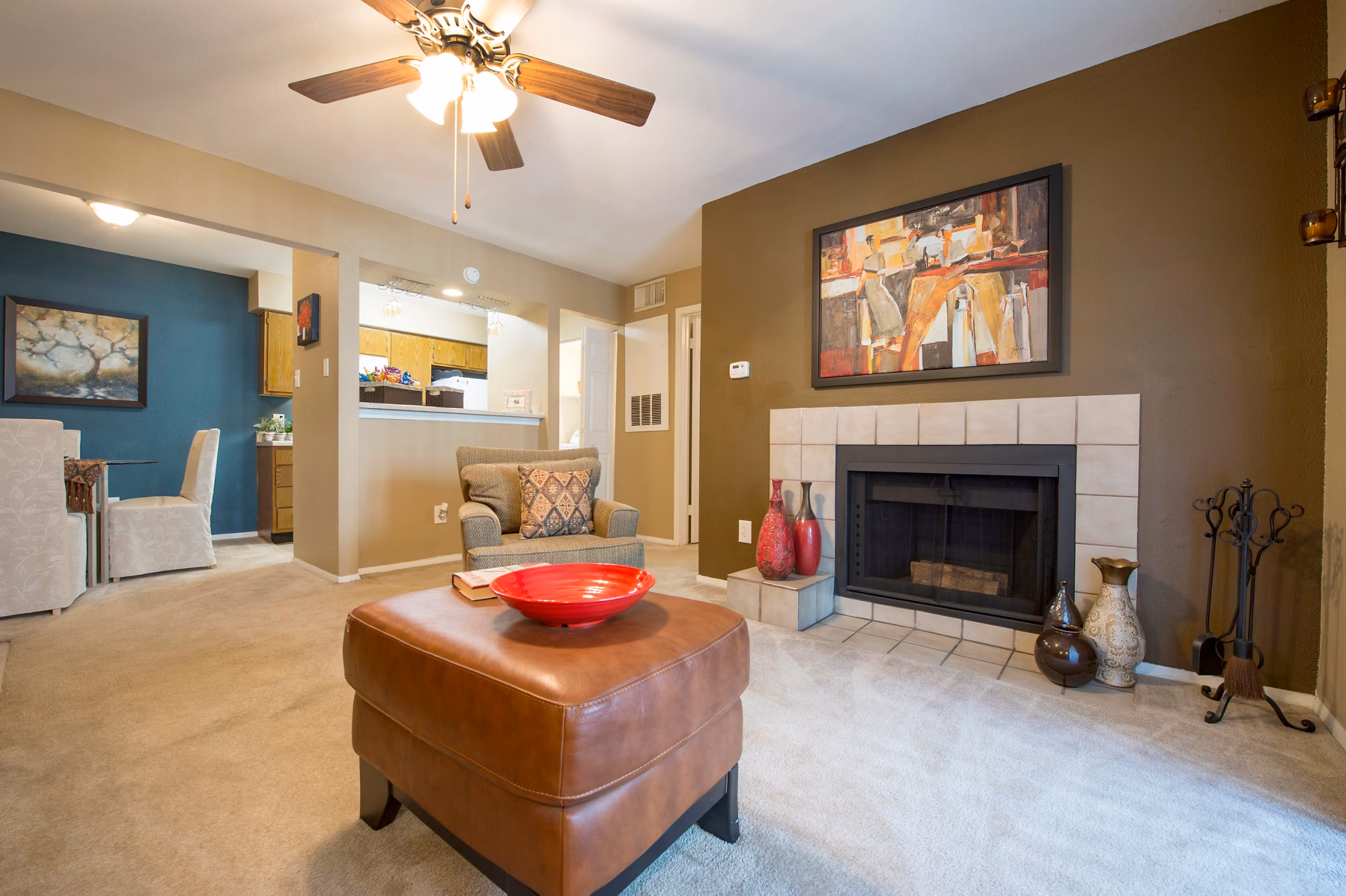 Spacious living room with cozy modern decor at Willow Springs Apartments