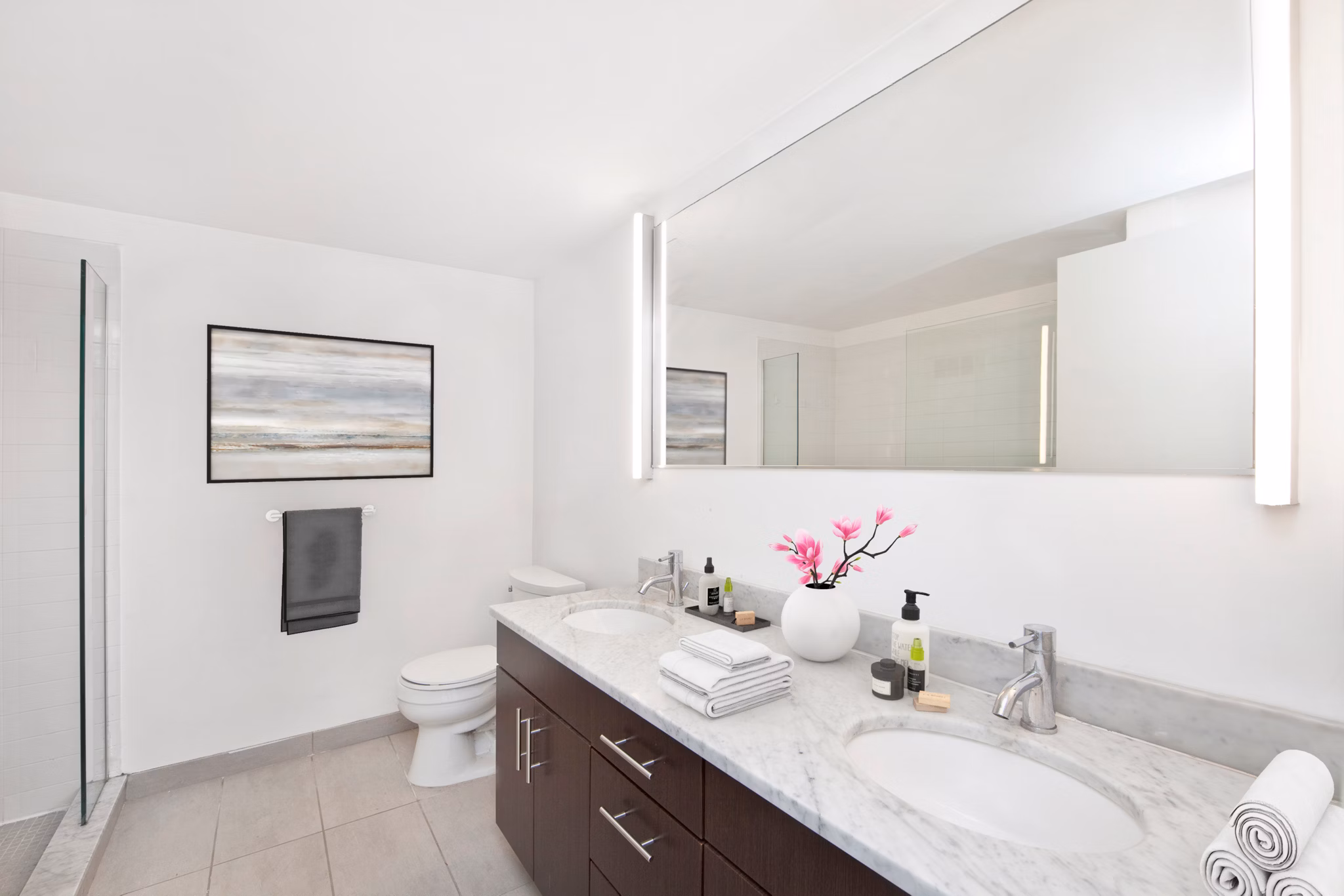Bathroom featuring modern fixtures at 424 Bedford luxury apartments