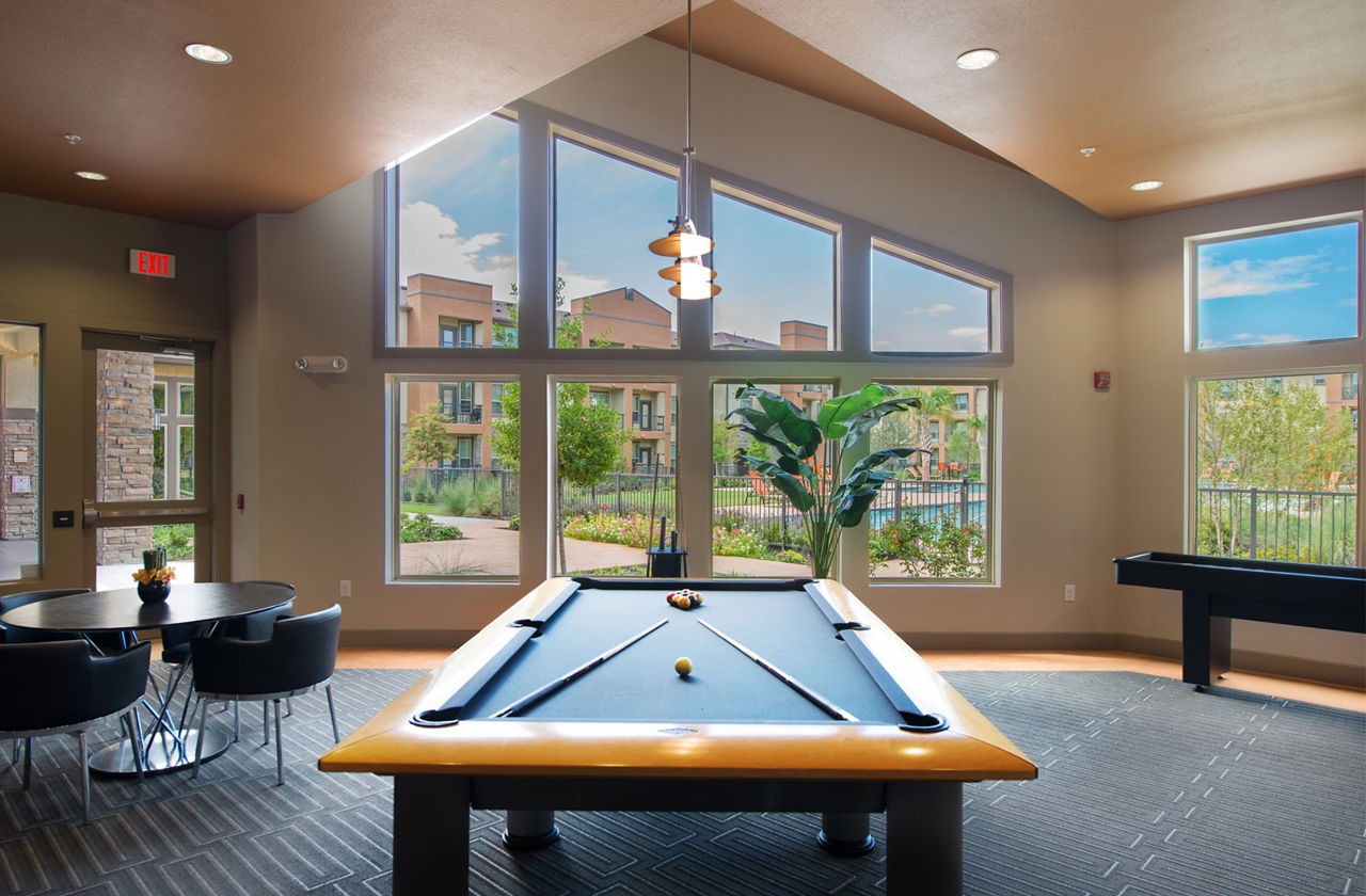 Retreat at Shadow Creek Ranch: Elegant clubhouse interior with modern design elements and cozy seating areas