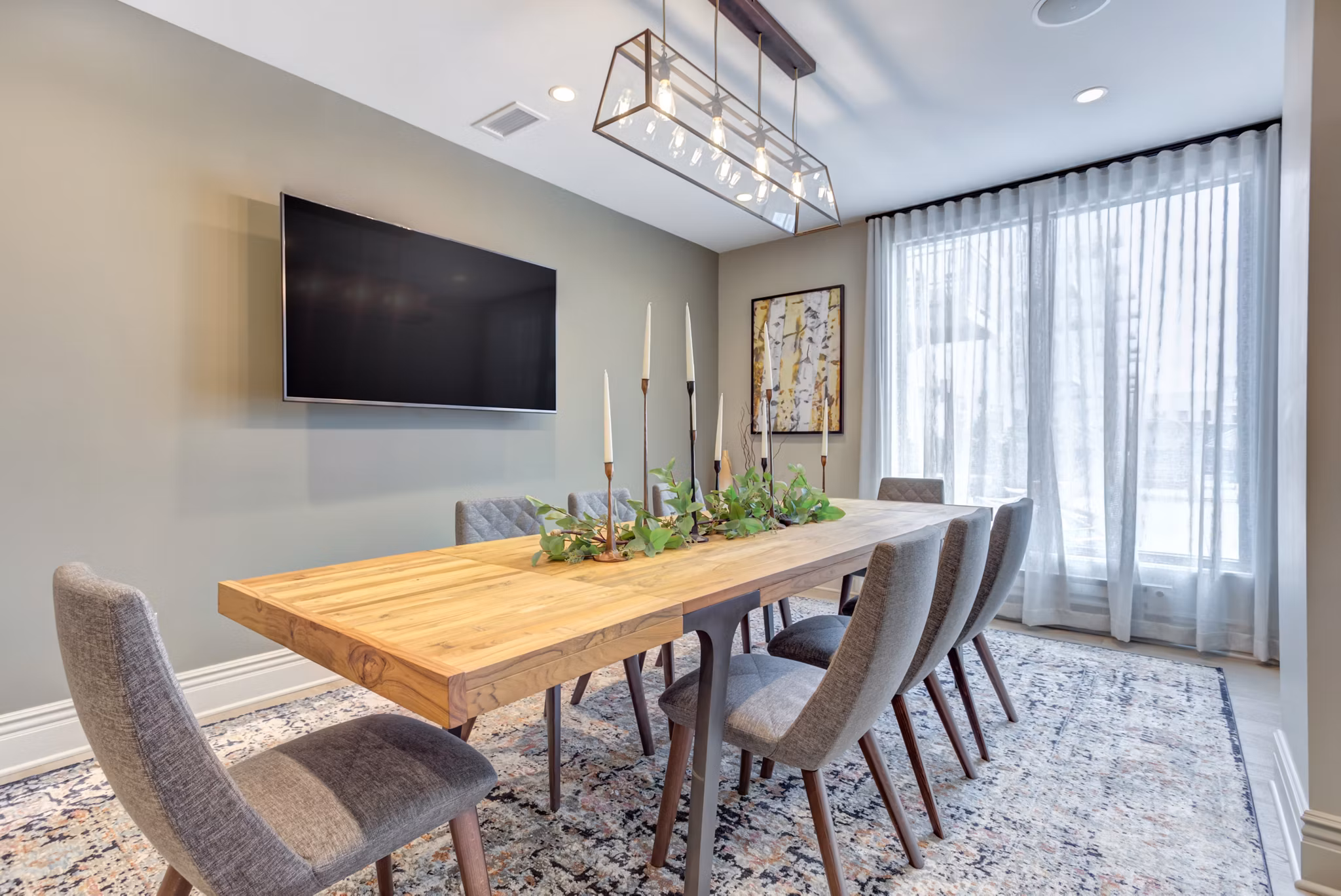 Meeting room with state-of-the-art facilities at The Marke of Elmhurst Apartments, perfect for professional gatherings and community events
