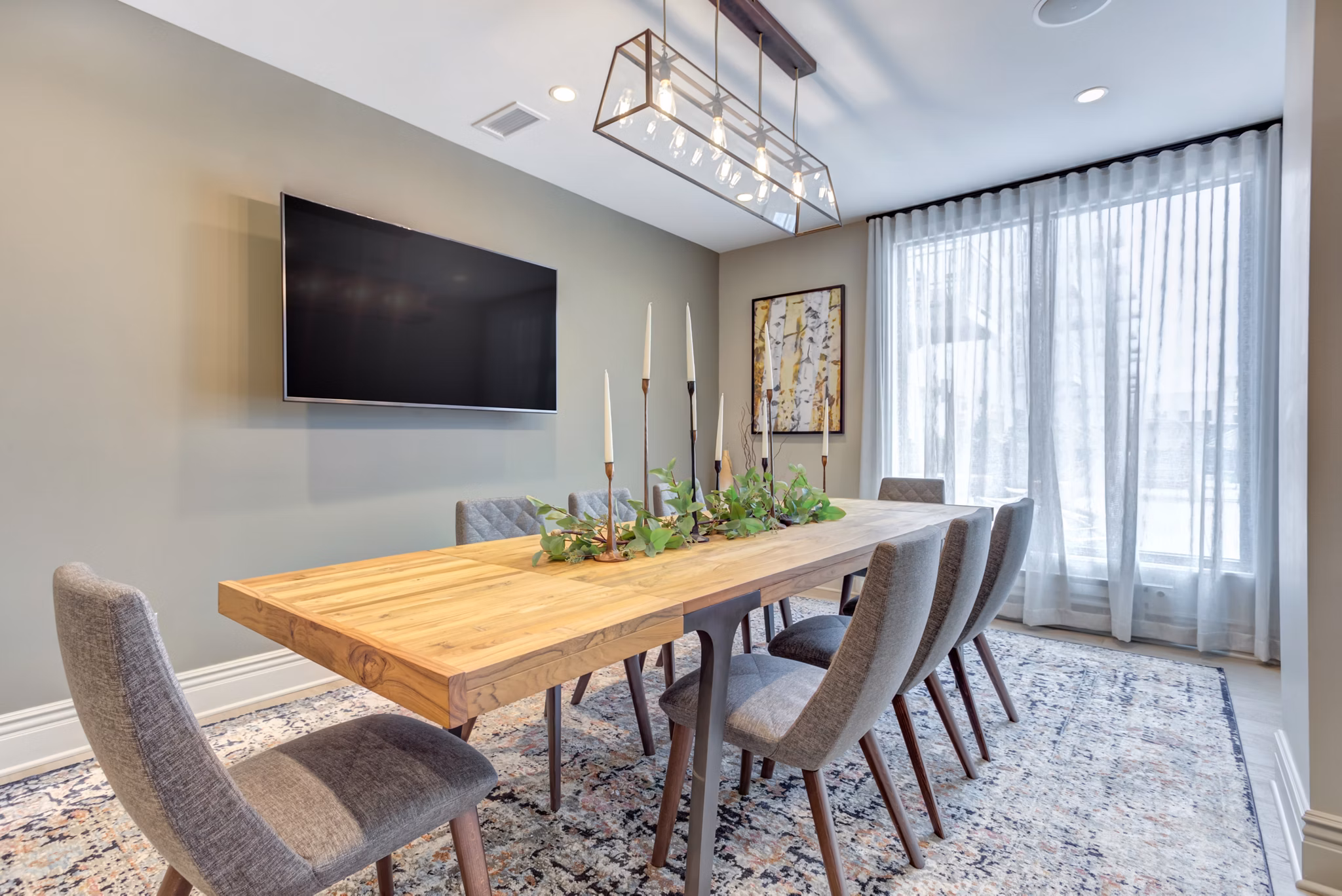 Meeting room with state-of-the-art facilities at The Marke of Elmhurst Apartments, perfect for professional gatherings and community events