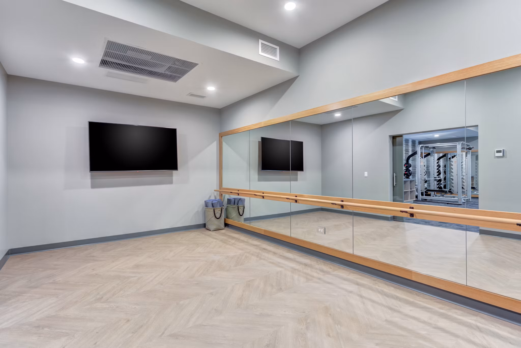 Yoga and spin studio with state-of-the-art equipment at The Marke of Elmhurst Apartments