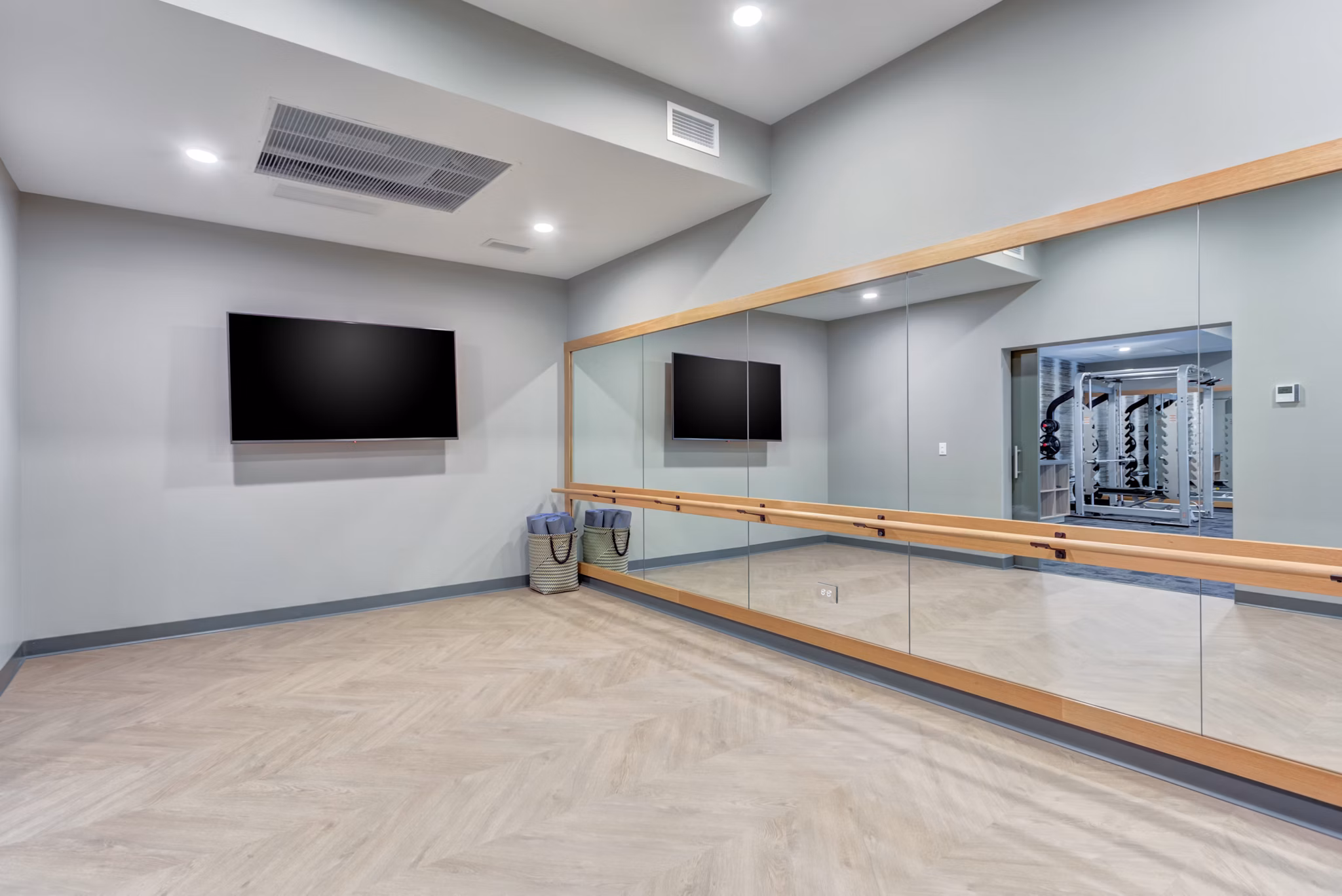 Yoga and spin studio with state-of-the-art equipment at The Marke of Elmhurst Apartments