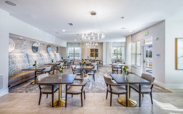 clubhouse dining room at Overture Greenville Apartments