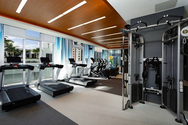 fitness center at Laureat Apartments