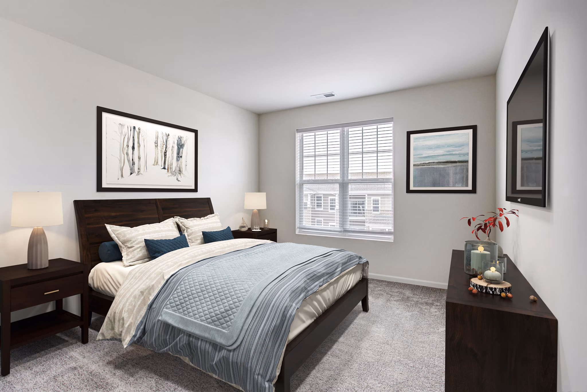 Cozy bedroom featuring modern decor at Highland Ridge Apartments