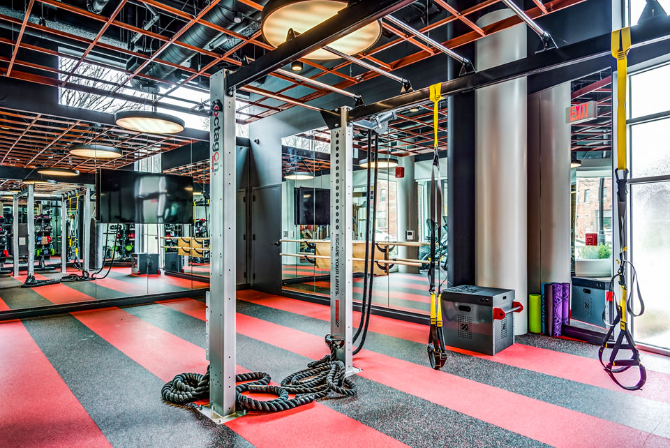 Fitness center with state-of-the-art equipment at City Centre Ithaca Apartments