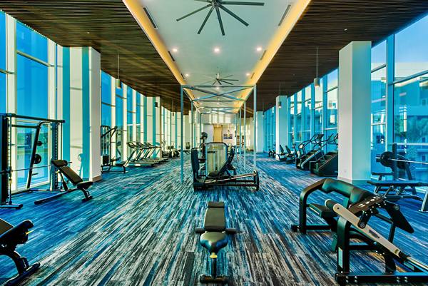 fitness center at Aura Watermark Apartments