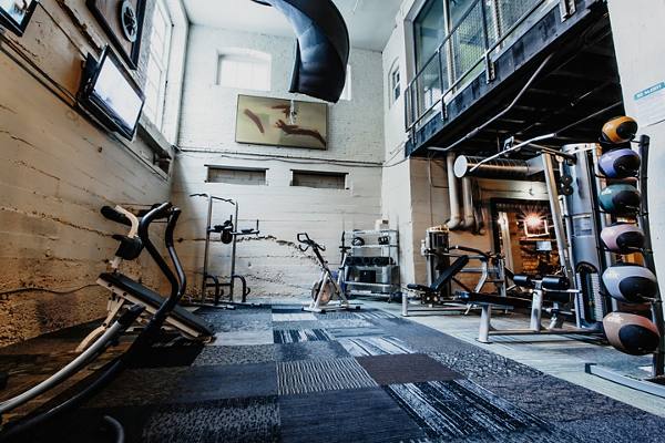 fitness center at The Cannery Apartments