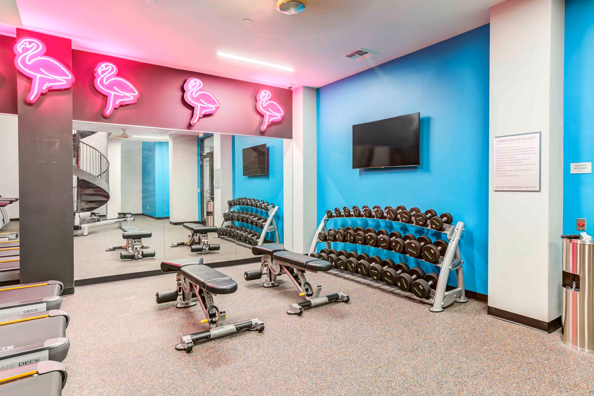 Fitness center with state-of-the-art equipment at Union on Fletcher Apartments
