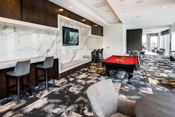 game room at The Lumen at Playhouse Square Apartments
