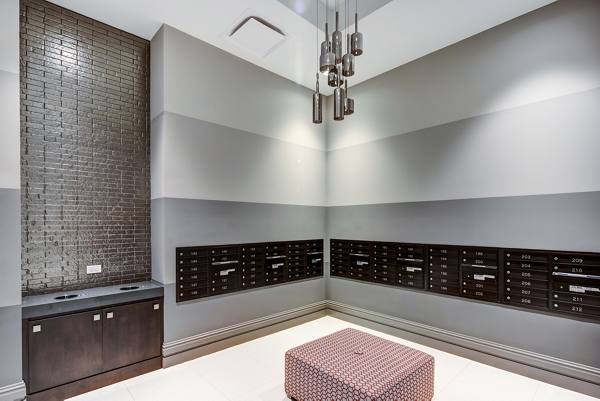 mail room at The Lumen at Playhouse Square Apartments