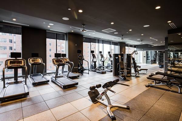 fitness center at The Lumen at Playhouse Square Apartments