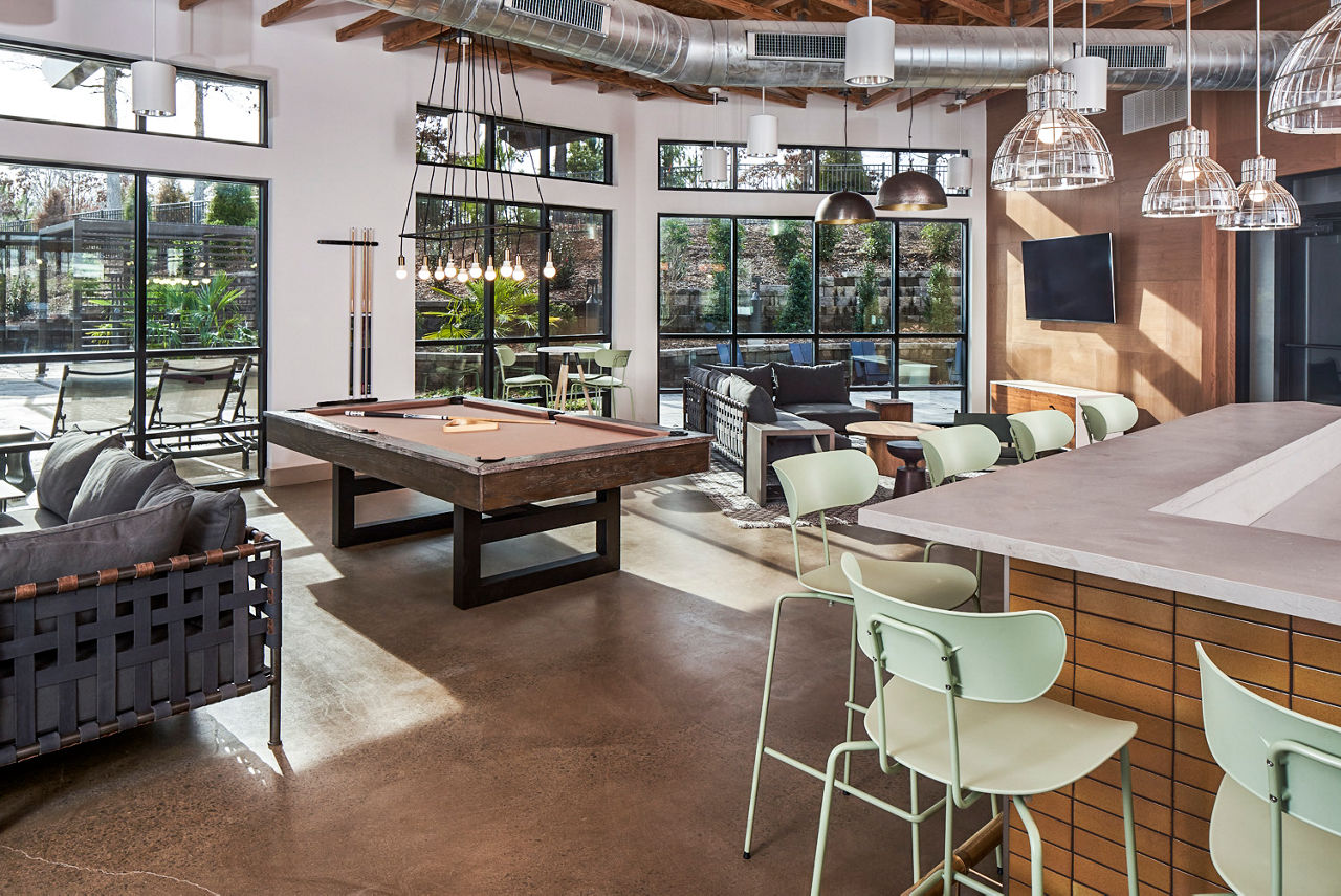 Game room at The Court At Redstone Apartments