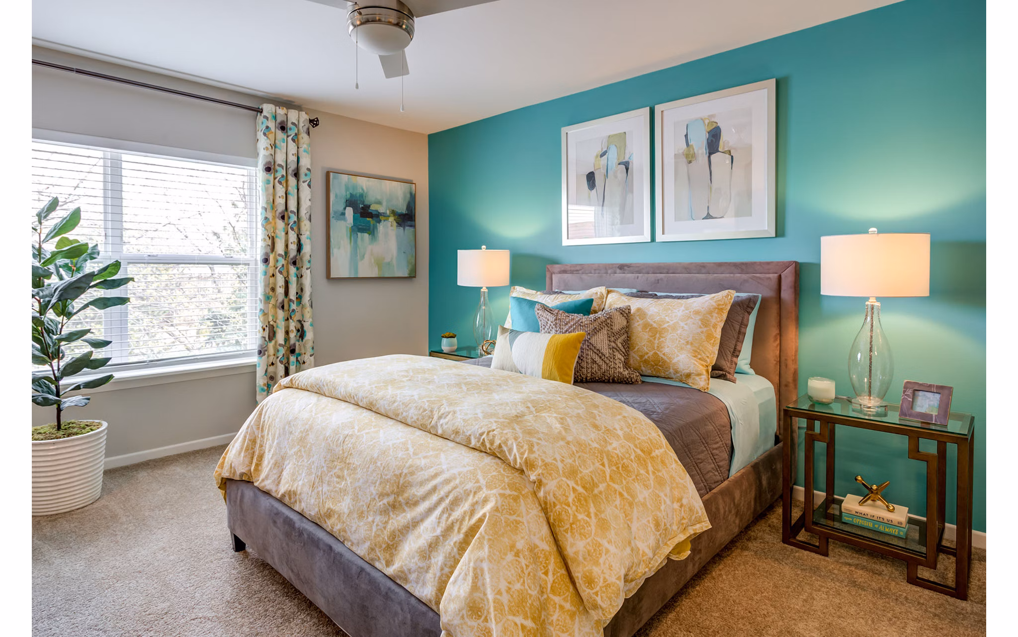 Spacious bedroom with modern decor at Orion Arlington Lakes Apartments in a luxury setting