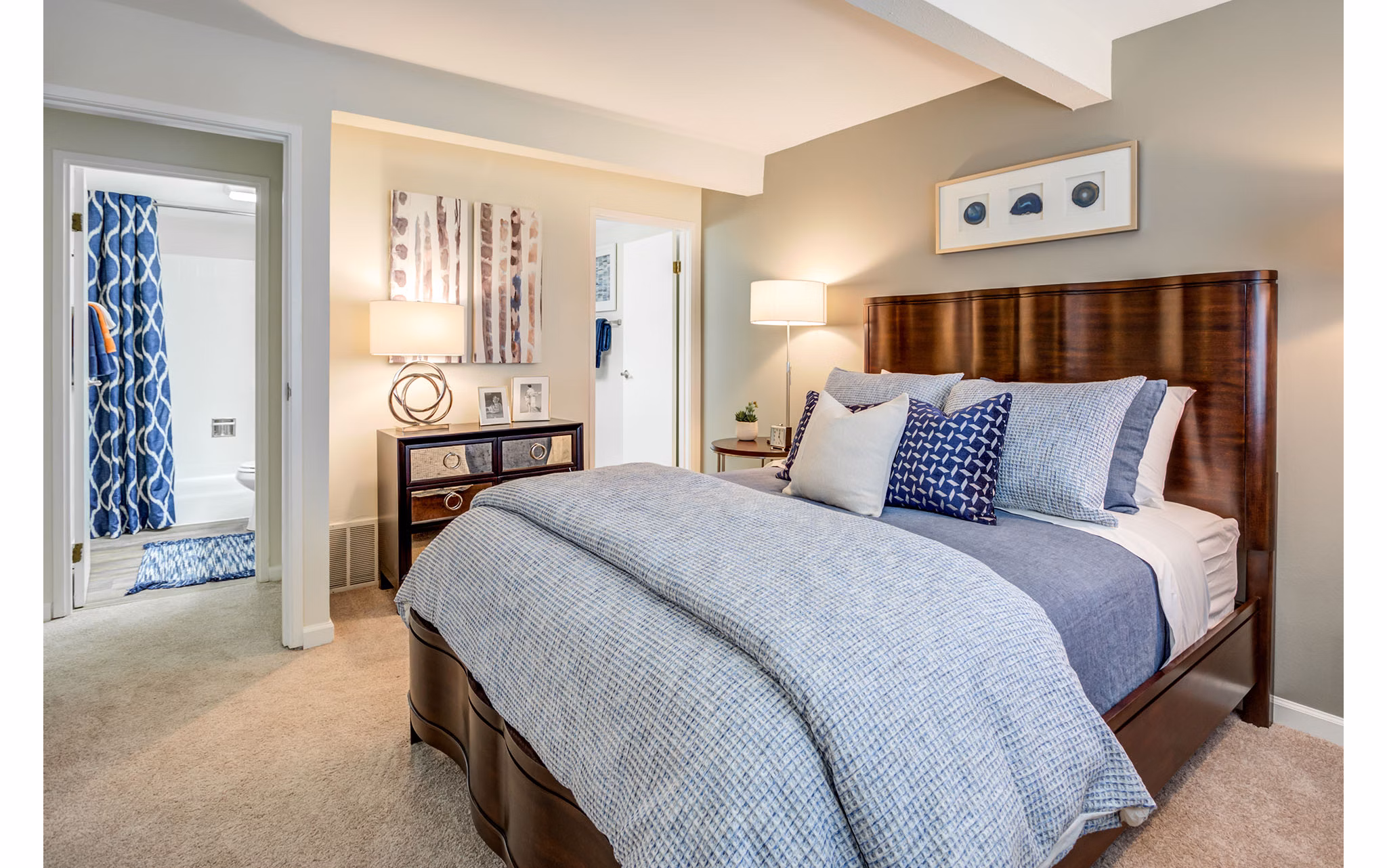Cozy bedroom with modern decor in Orion Parkview Apartments