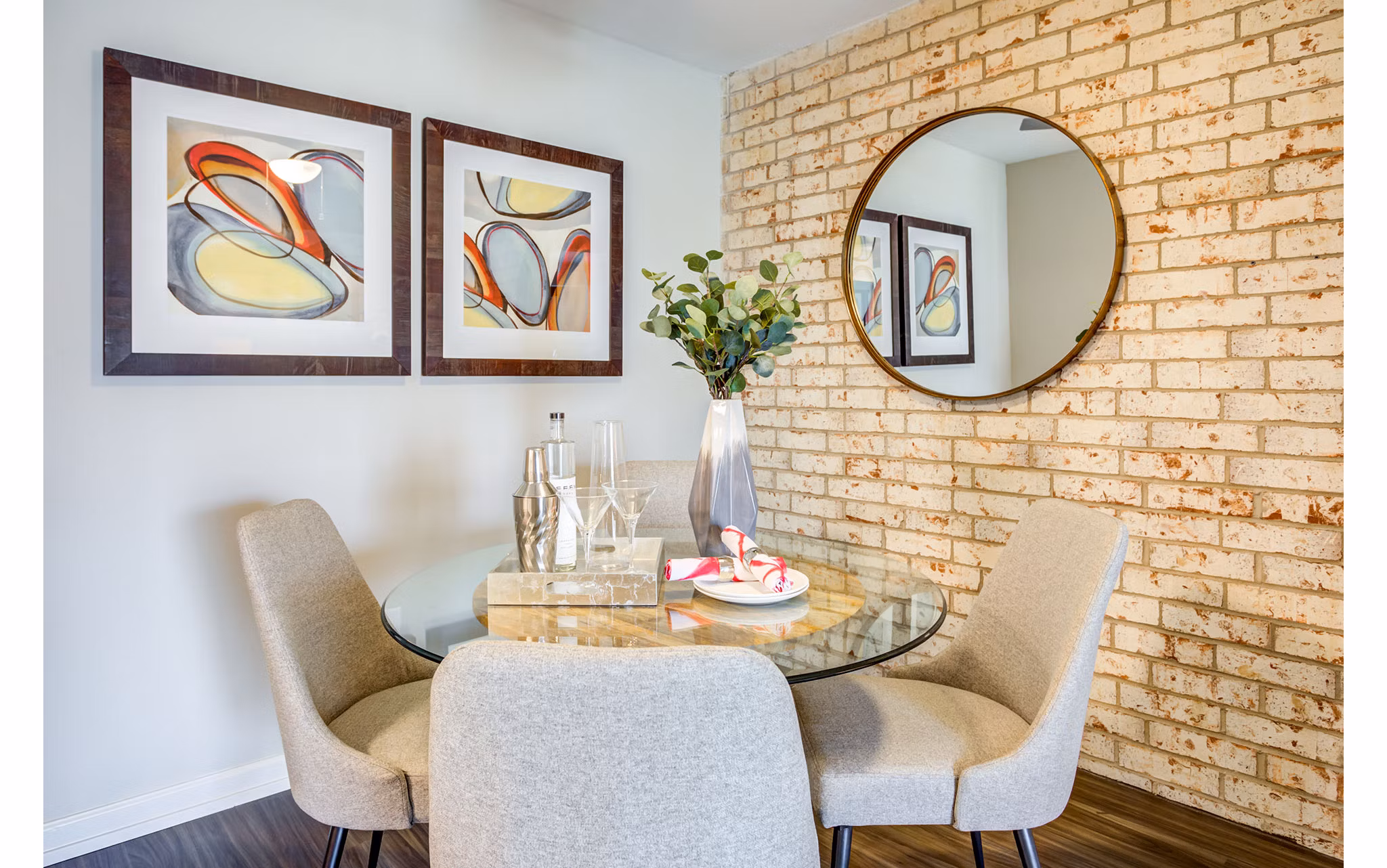 Dining area featuring modern decor and large windows in Orion Parkview Apartments