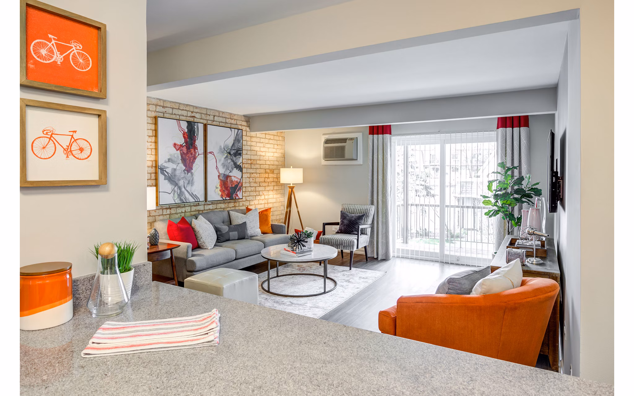 Contemporary living room with stylish decor at Orion Parkview Apartments