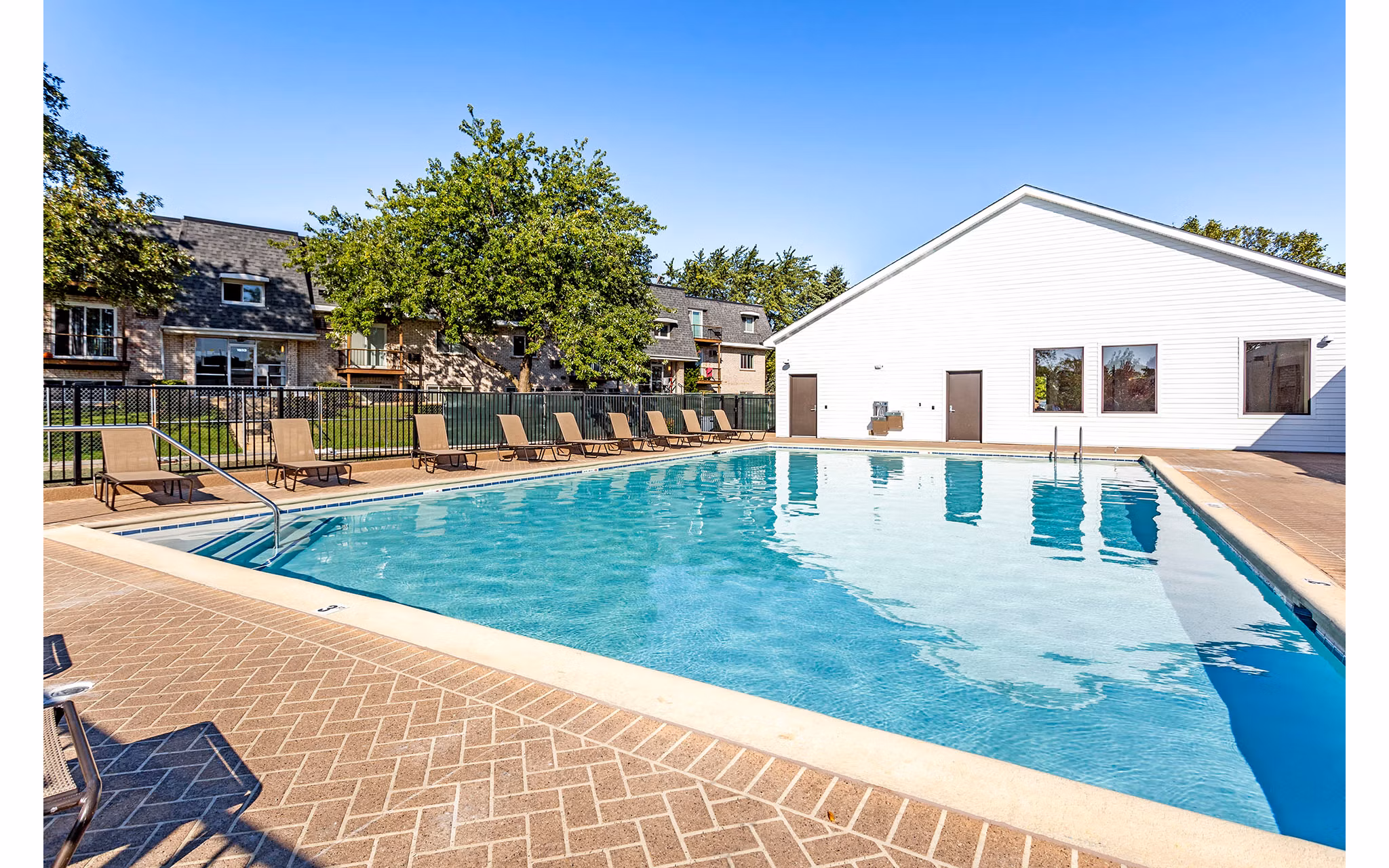 Resort-style pool area at Orion Parkview Apartments offering relaxation and recreation options