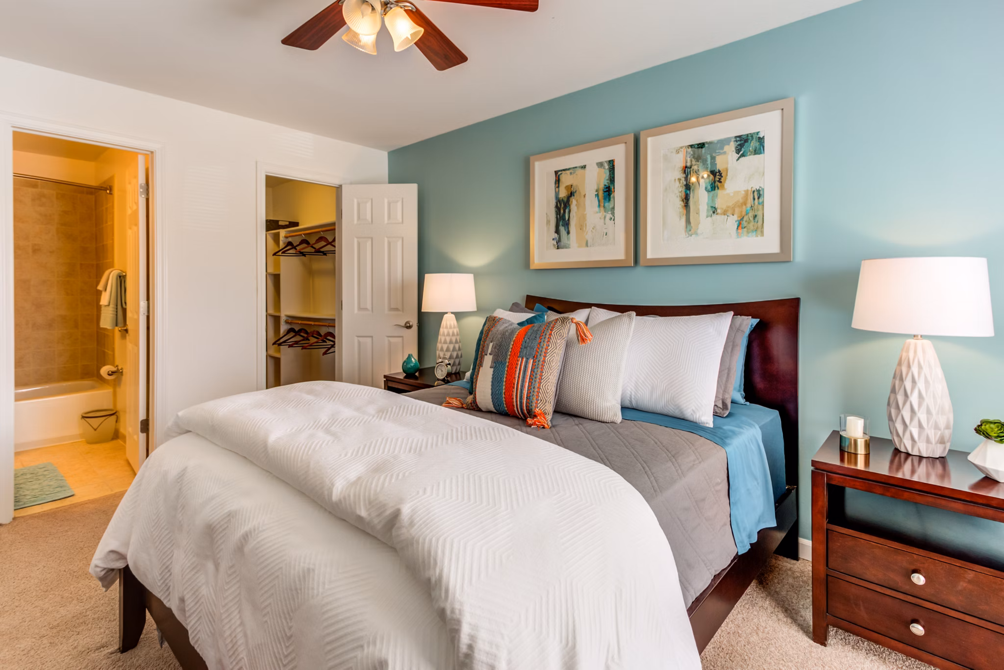 Luxurious bedroom with contemporary design at Orion Prospect Apartments