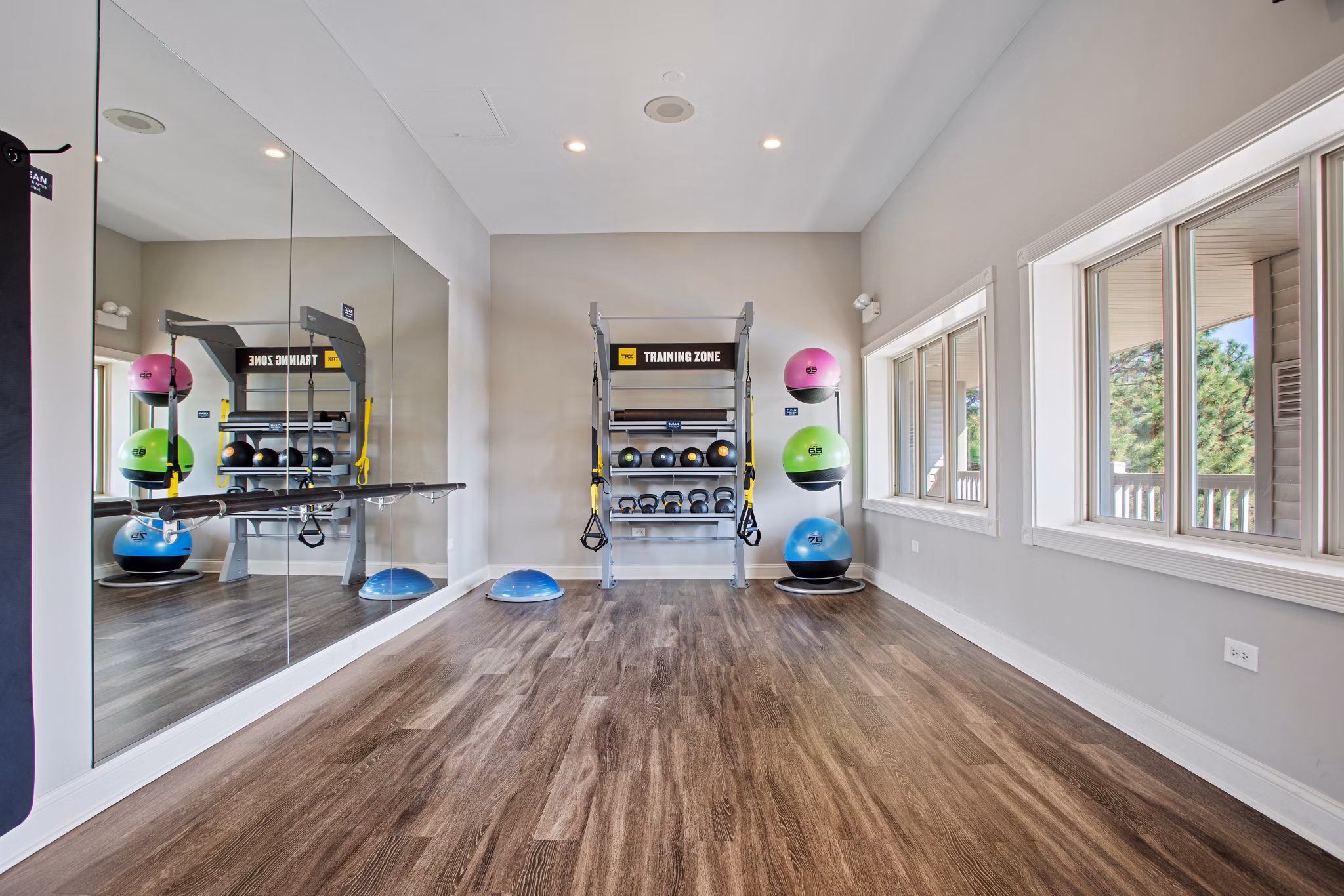 Yoga and spin studio featuring modern equipment at Orion Prospect Apartments