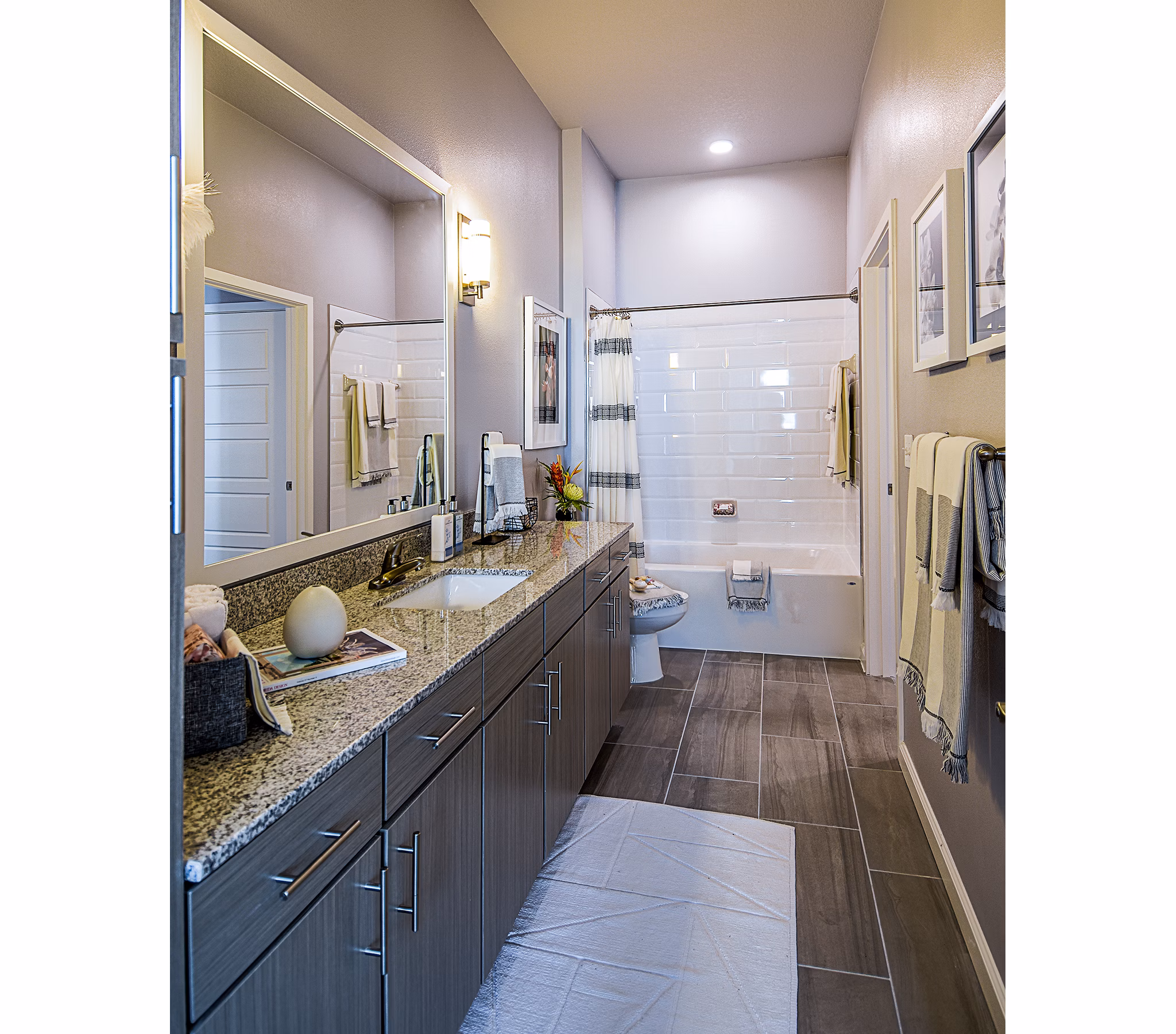 Modern bathroom with sleek fixtures at Sanctuary at Centerpointe Apartments
