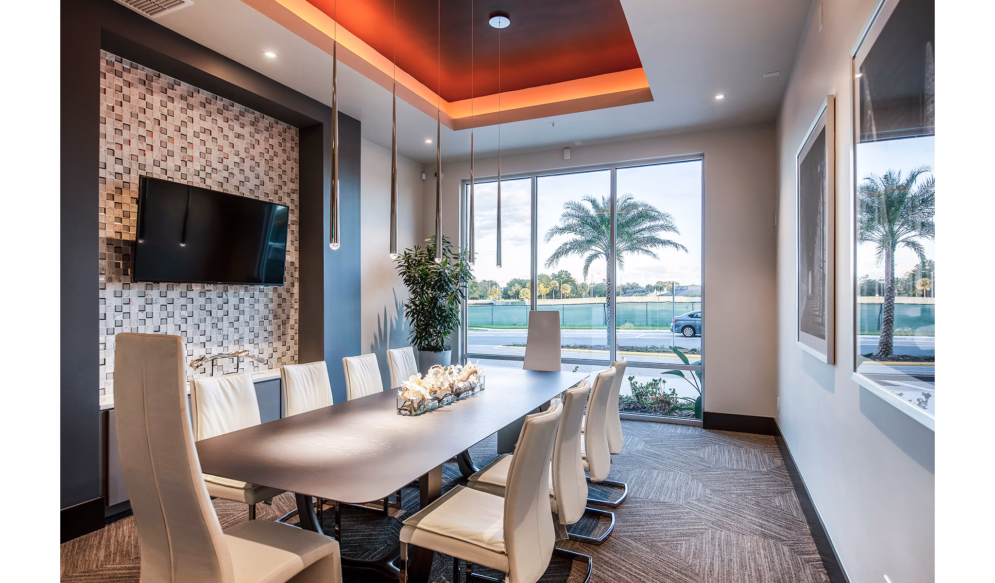 Modern meeting facility with conference tables at Sanctuary at Centerpointe Apartments