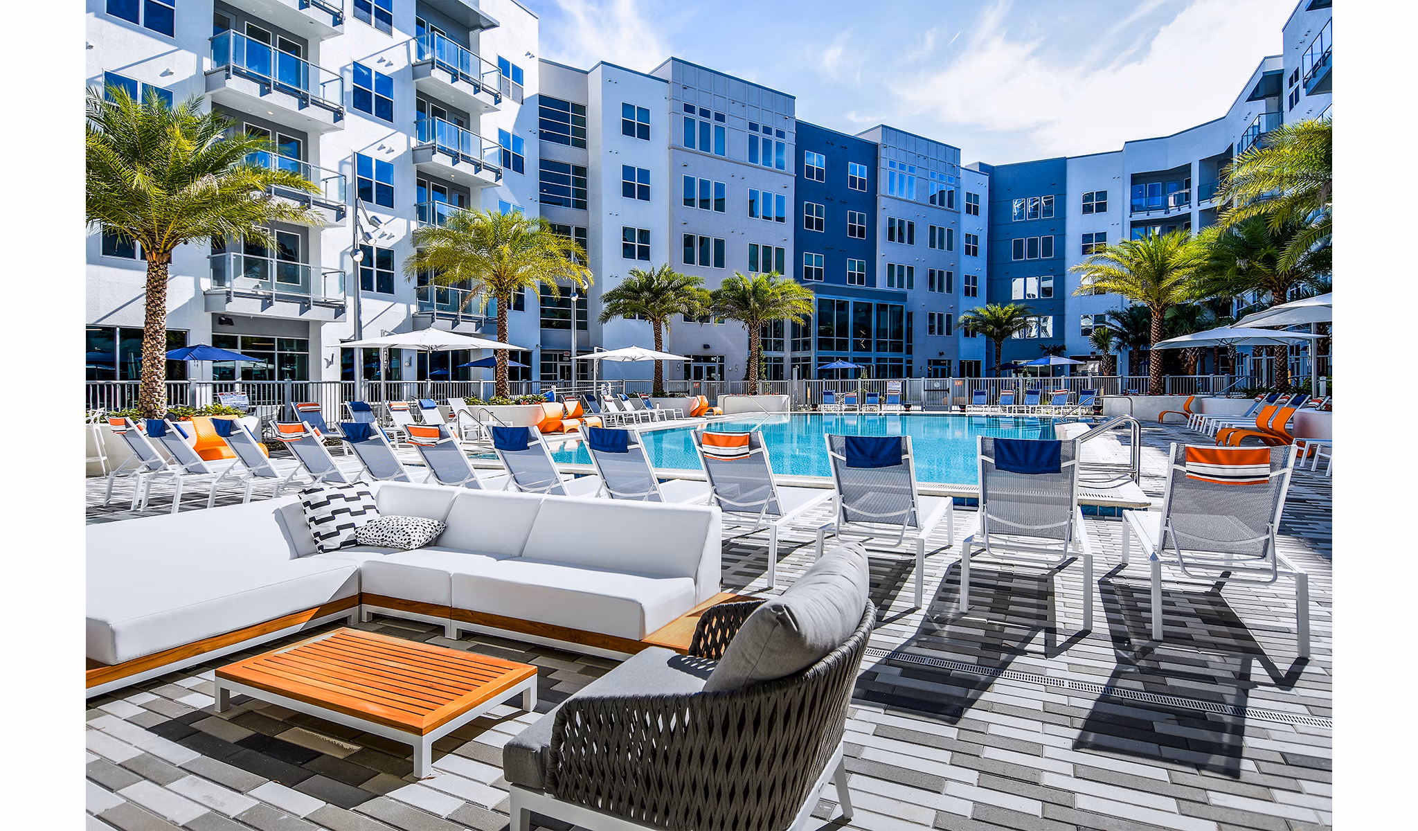 Resort-style pool at Sanctuary at Centerpointe Apartments offering luxury relaxation