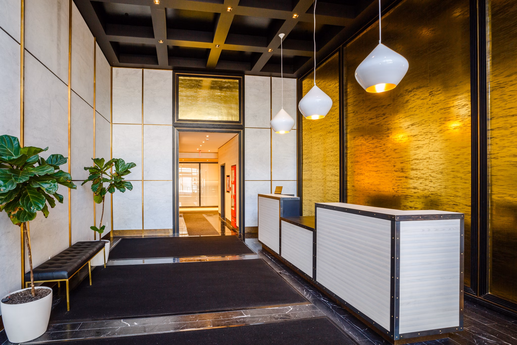 Modern clubhouse with sleek design at 1 Flatbush Apartments for luxury living in Brooklyn