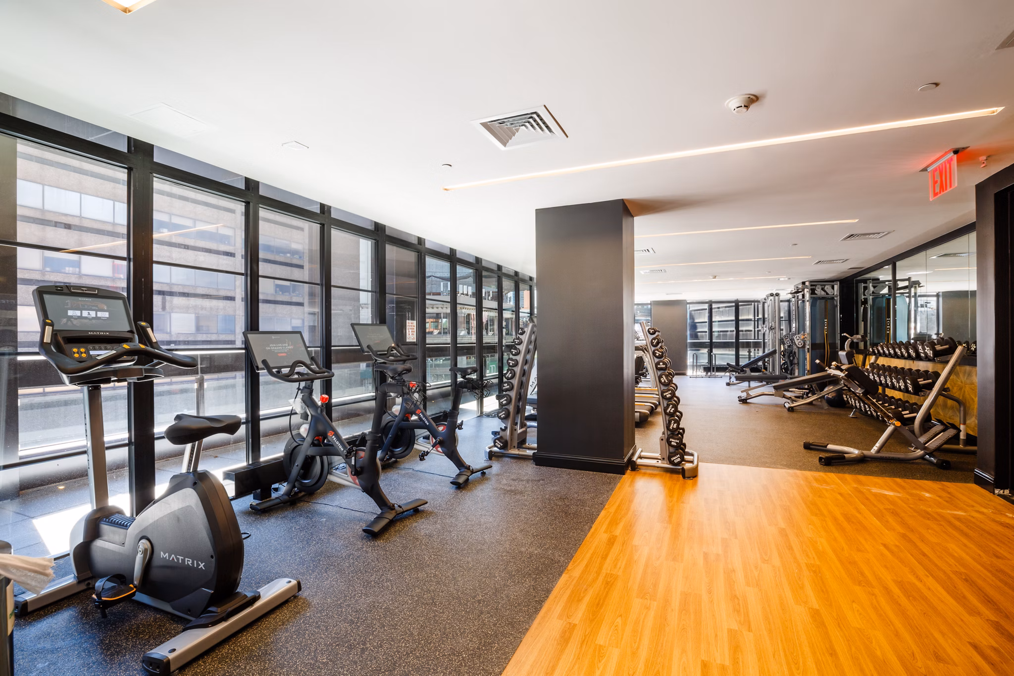 Fitness center with state-of-the-art equipment at 1 Flatbush Apartments