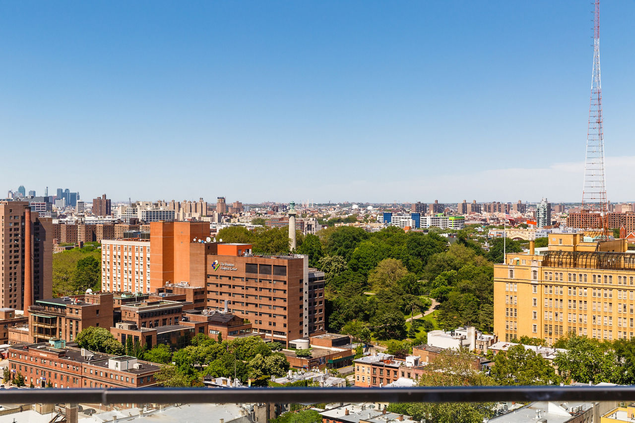 Stunning cityscape view at 1 Flatbush luxury apartments located in a vibrant Brooklyn neighborhood