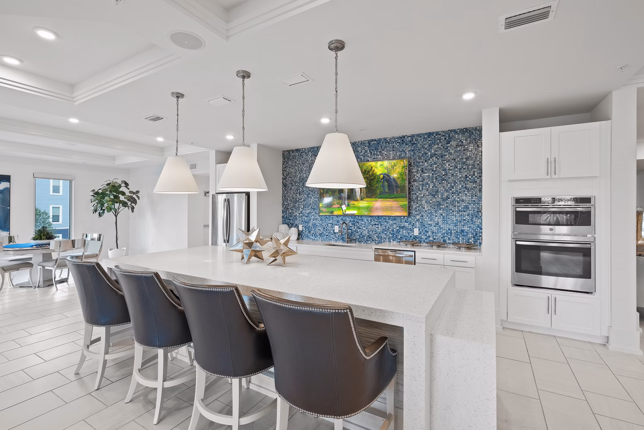 Modern clubhouse with sleek design at Vue at Belleair Apartments