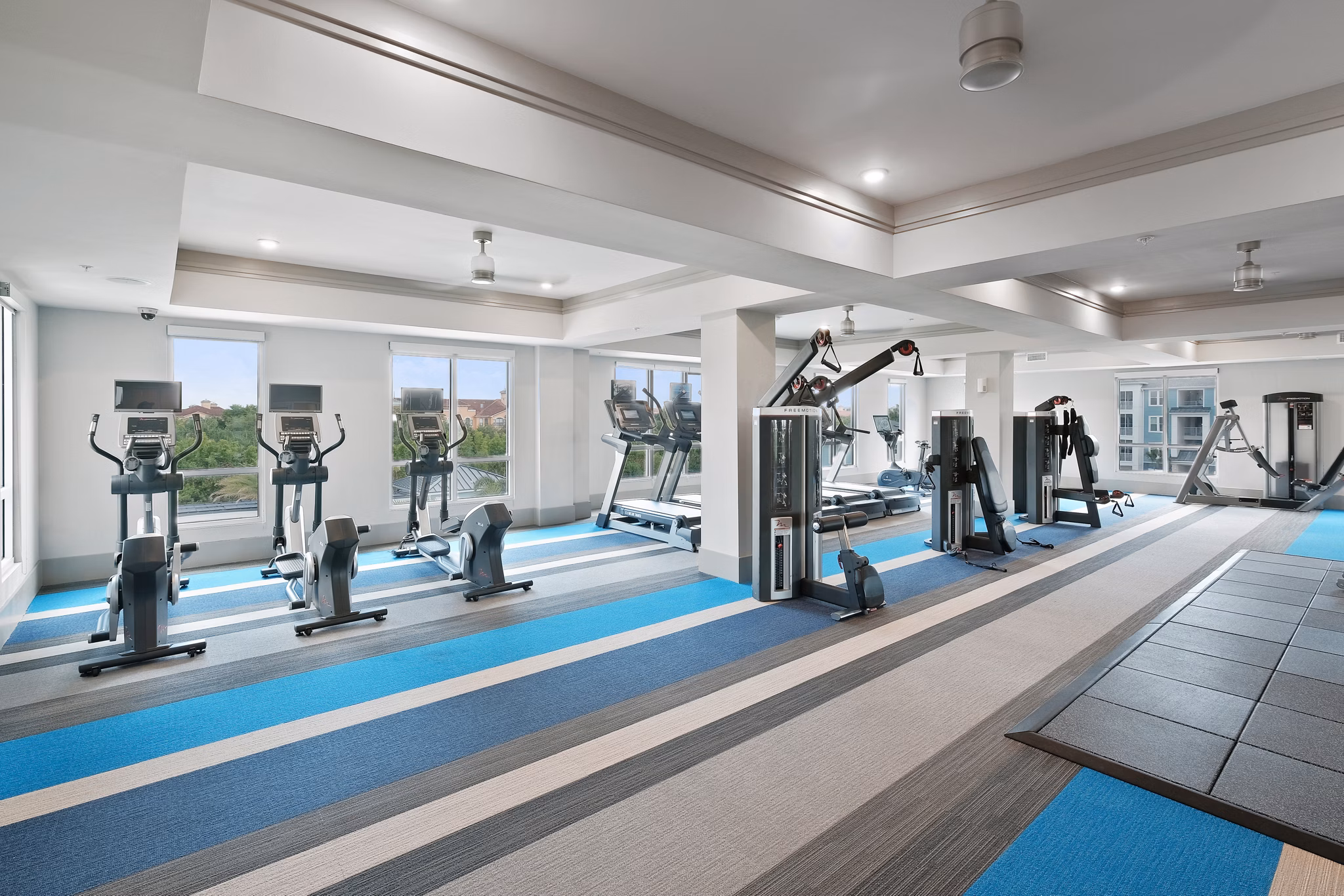Modern fitness center with state-of-the-art equipment at Vue at Belleair Apartments
