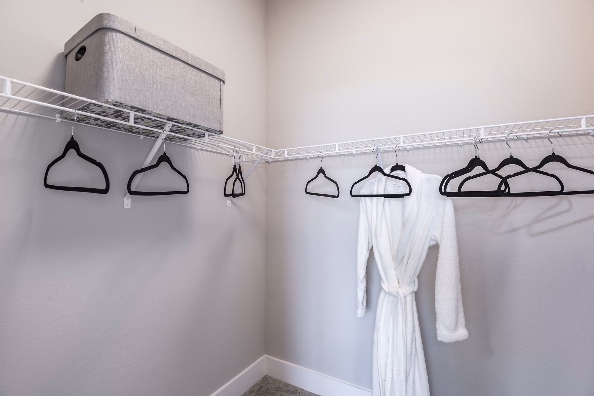 Walk-in closet with ample storage at The Lodge at Hamlin Apartments