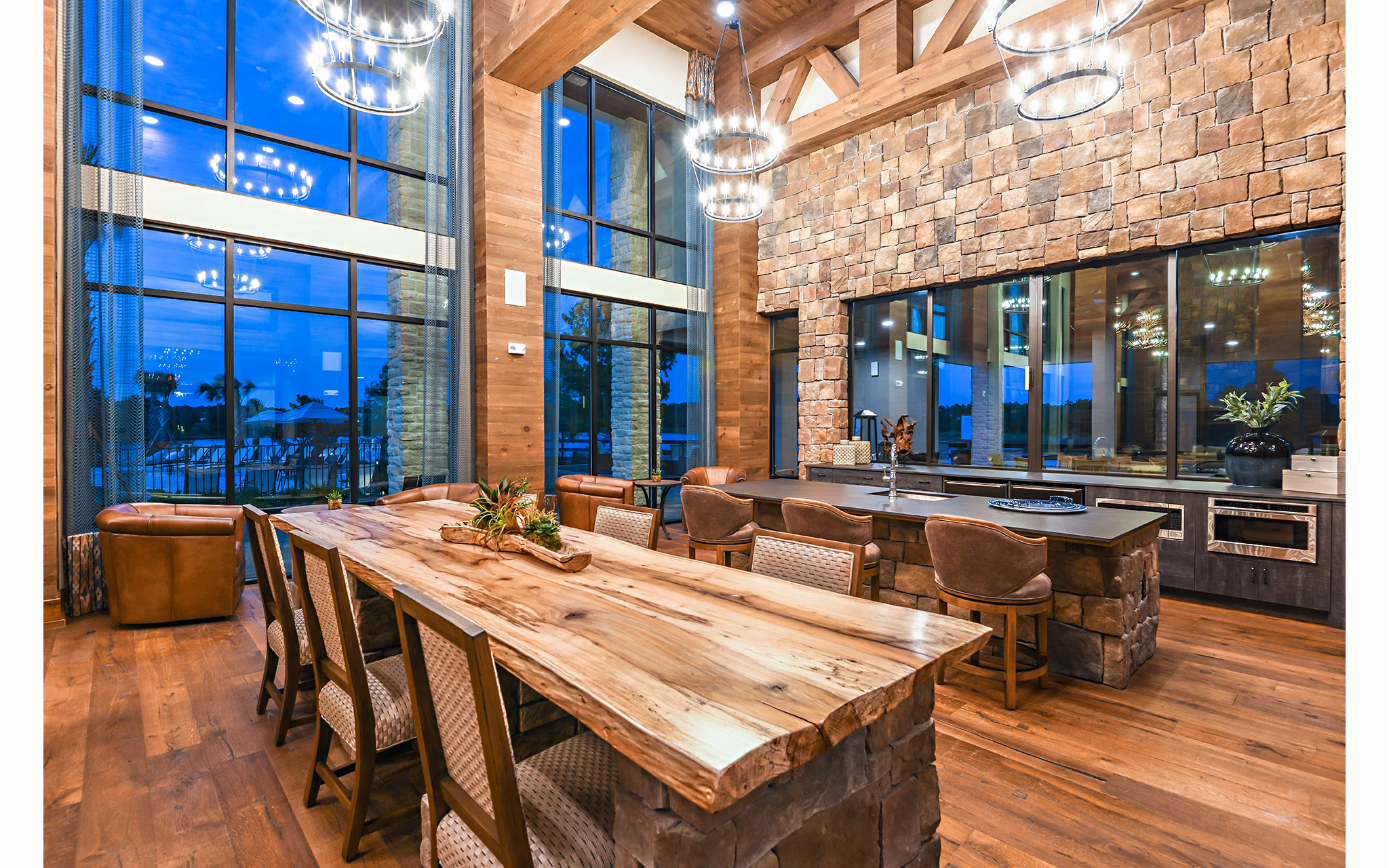 Elegant clubhouse at The Lodge at Hamlin Apartments with cozy seating and modern decor