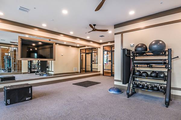 fitness center at The Lodge at Hamlin Apartments