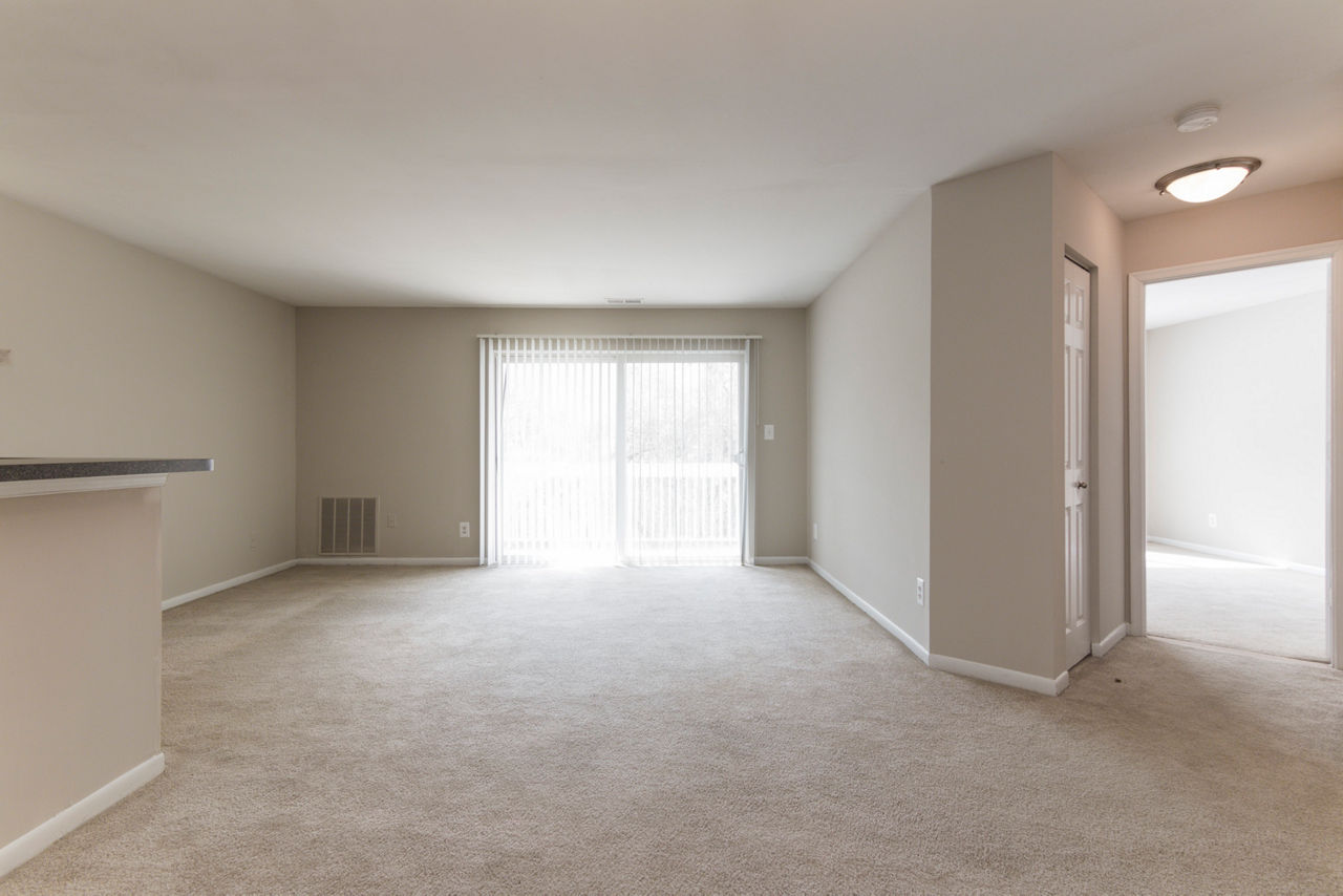 Spacious living room with modern decor in Avana Oak Mill Apartments